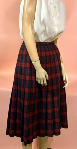 Vtg Schrader Sport Wool Skirt Pleated Plaid A Line Red Blue Union Label Sz 12 - Fresh Stock Dated February 2026