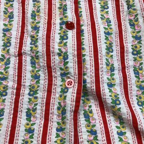 Vintage Handmade Womens Red Multicolored Floral Striped Skort Button Up - Fresh Stock Dated February 2026