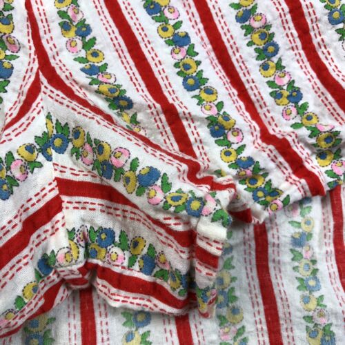 Vintage Handmade Womens Red Multicolored Floral Striped Skort Button Up - Fresh Stock Dated February 2026