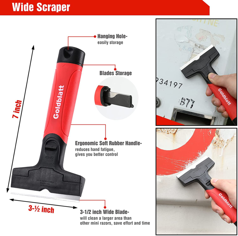 Goldblatt Razor Blade Scraper, 2-piece Razor Scraper Tool with 15-piece Blades, - Fresh Stock Dated February 2026