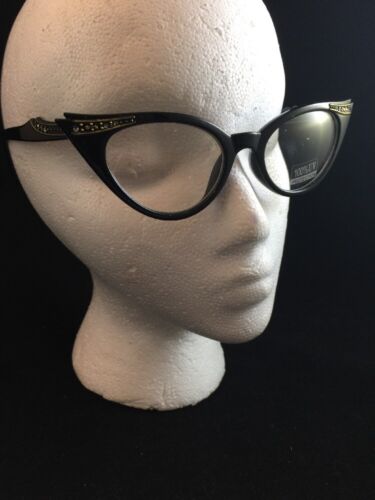 Women's 1950s Style Cat Eye Glasses Black Frame Clear Lenses - Fresh Stock Dated February 2026