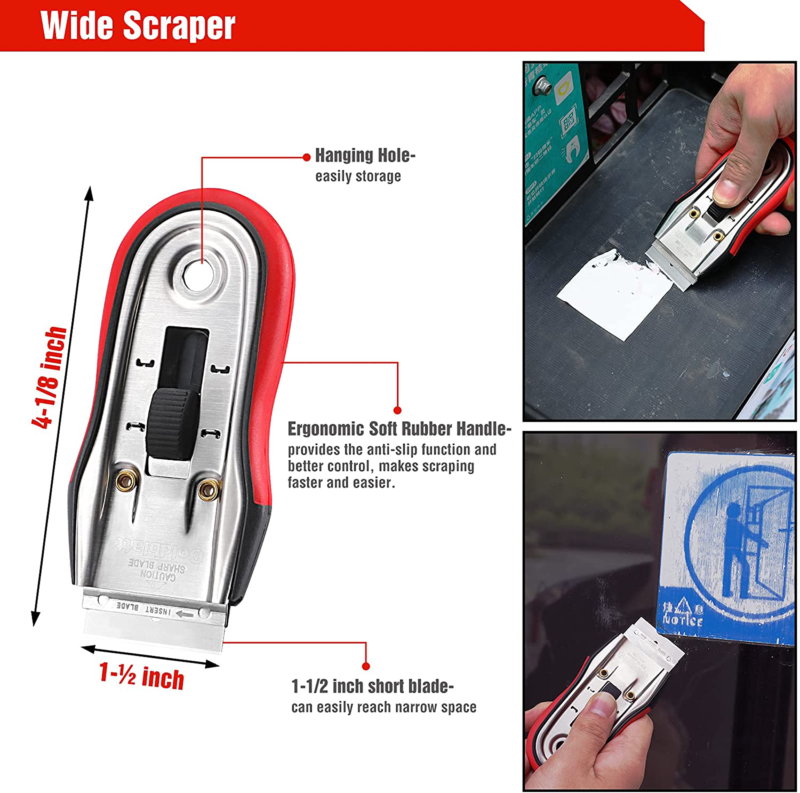Goldblatt Razor Blade Scraper, 2-piece Razor Scraper Tool with 15-piece Blades, - Fresh Stock Dated February 2026