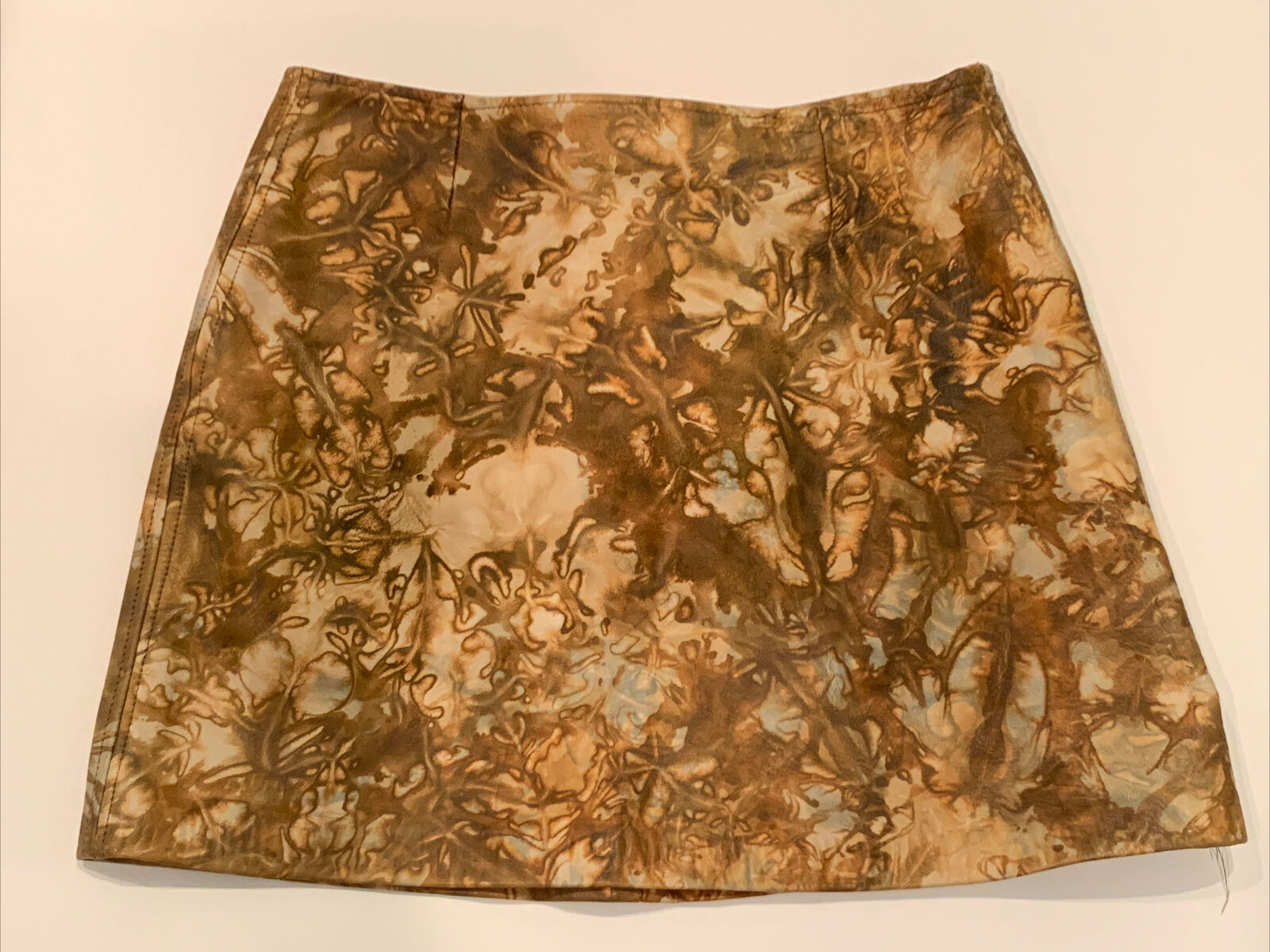 1970s Vintage Marbled Leather Mini Skirt - Fresh Stock Dated March 2026