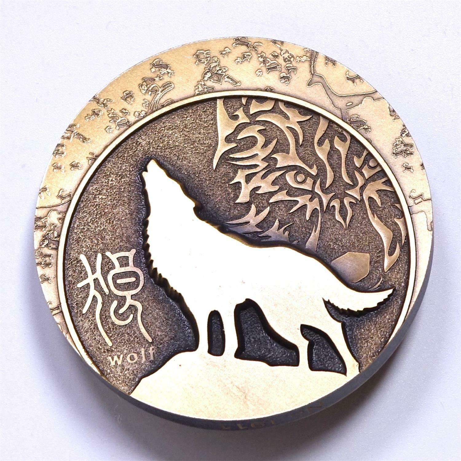 China Shenyang Mint 2015 Animal Series Wolf Totem Brass Medal 60mm COA - Fresh Stock Dated February 2026