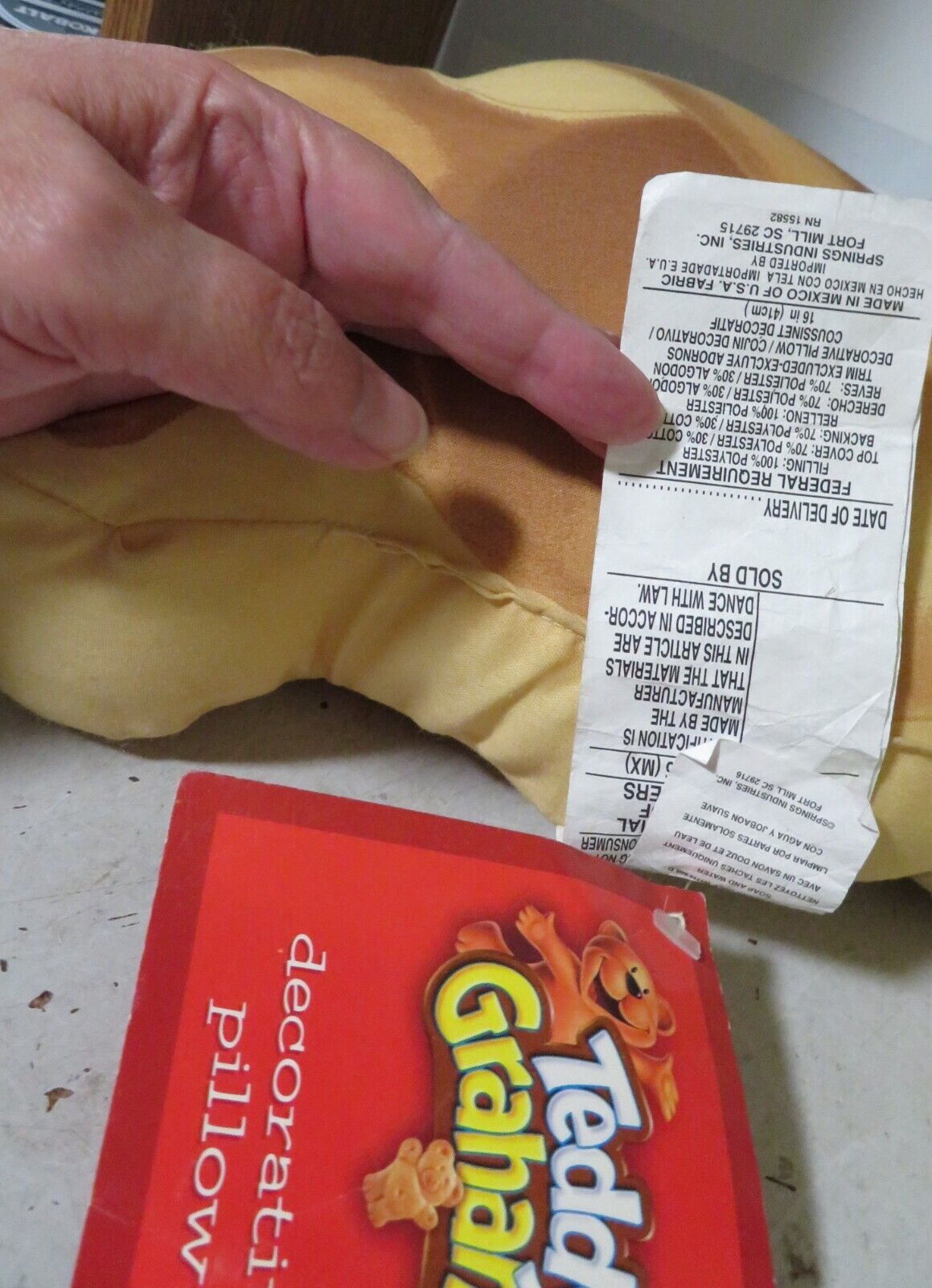 RARE Teddy Grahams Decorative Pillow Nabisco World New w/Tag 14