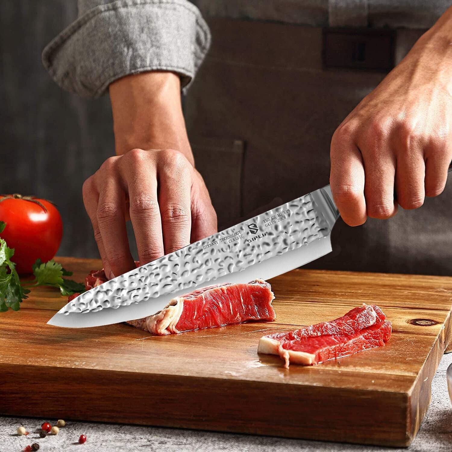 Chef Knife, Super-Sharp Wooden Handle Kitchen Knife with German High Carbon - Fresh Stock Dated February 2026