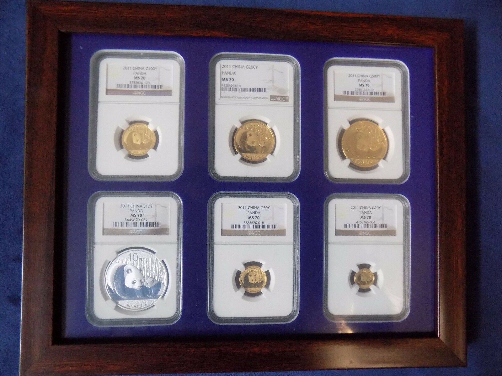 2011 CHINA  GOLD PANDA 6 COINS PERFECT NGC MS 70 COMPLETE 1 RARE SET - Fresh Stock Dated February 2026