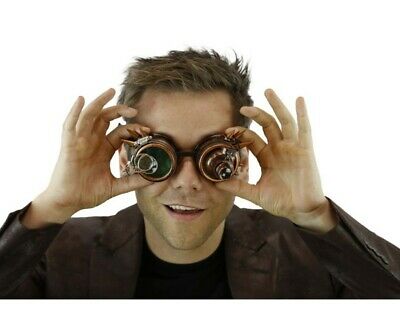 Copper Steampunk Light-Up Goggles Magnifier 12/72 Adult Festival Glasses Cyber - Fresh Stock Dated February 2026
