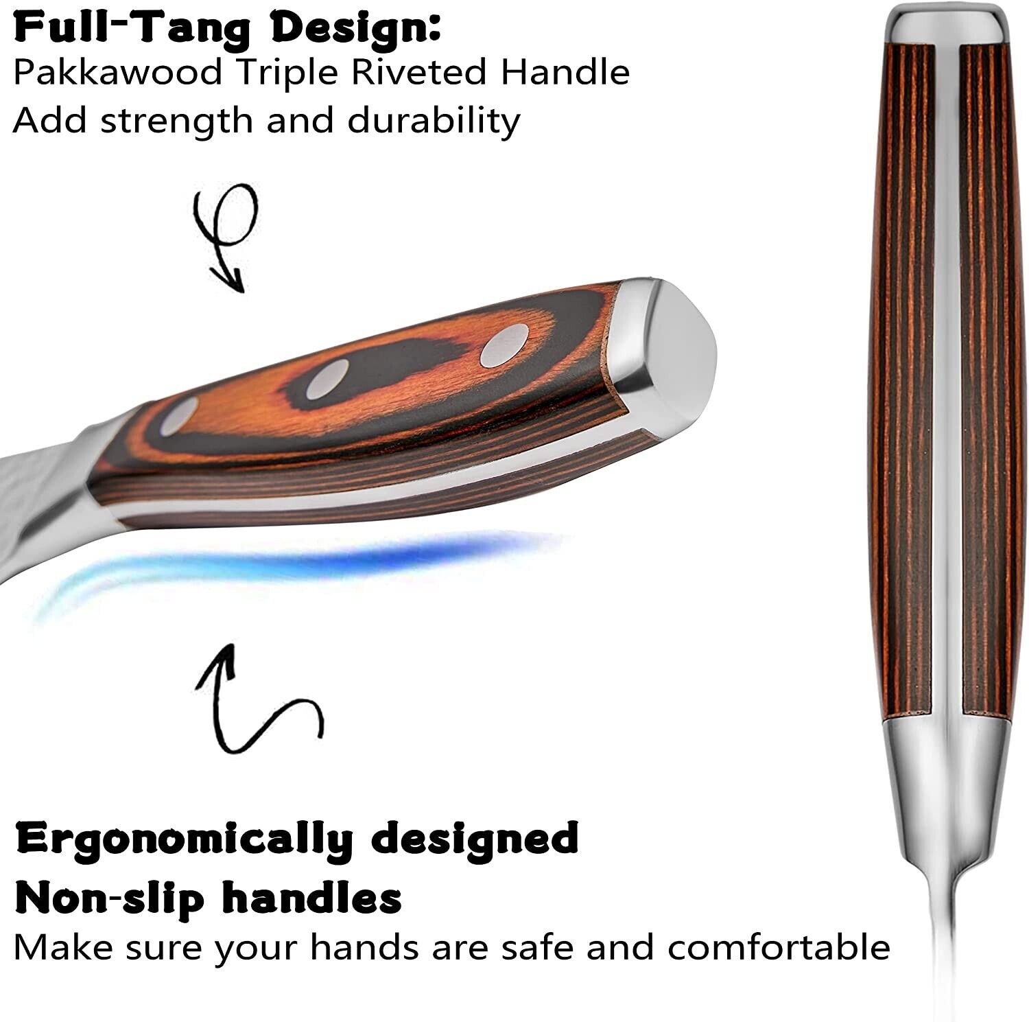 Chef Knife, Super-Sharp Wooden Handle Kitchen Knife with German High Carbon - Fresh Stock Dated February 2026