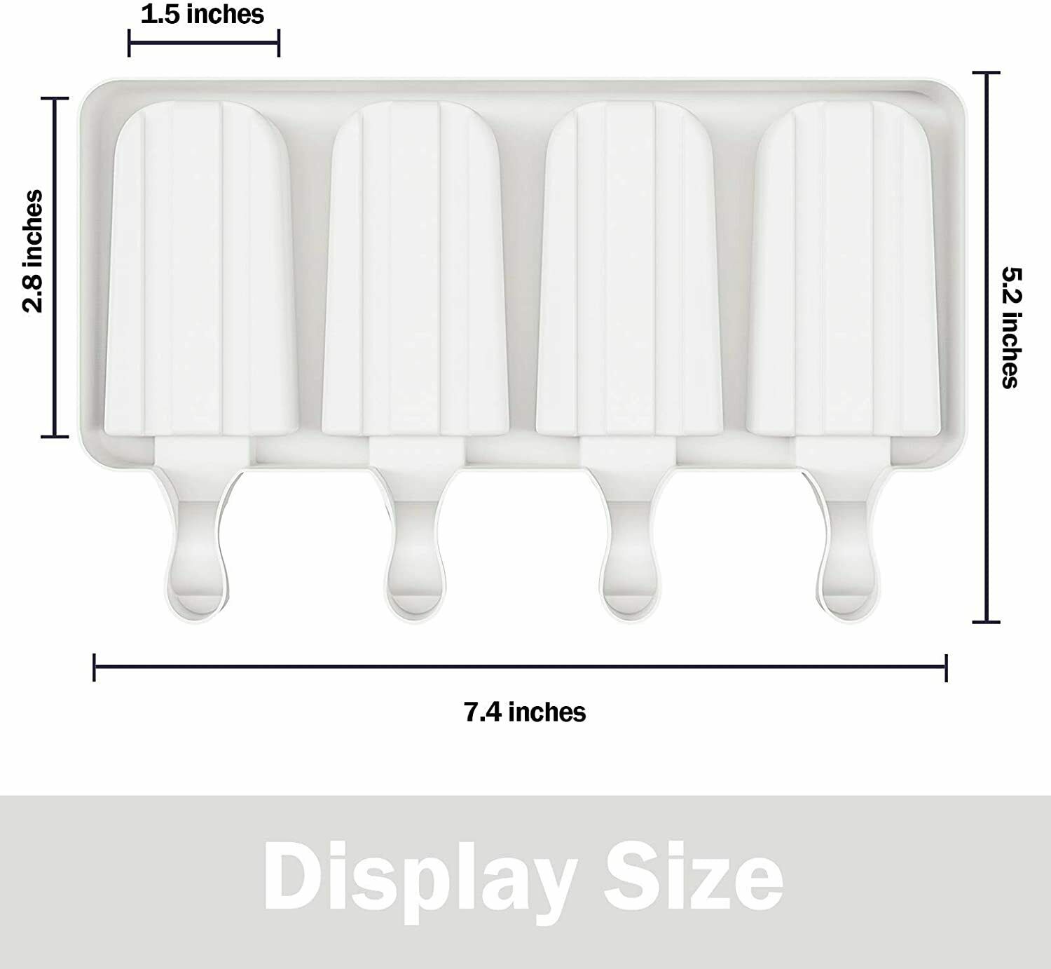 4 Cell Silicone DIY Frozen Ice Cream Mold 2 Pack with 50 Wooden Sticks Larg Size - Fresh Stock Dated February 2026