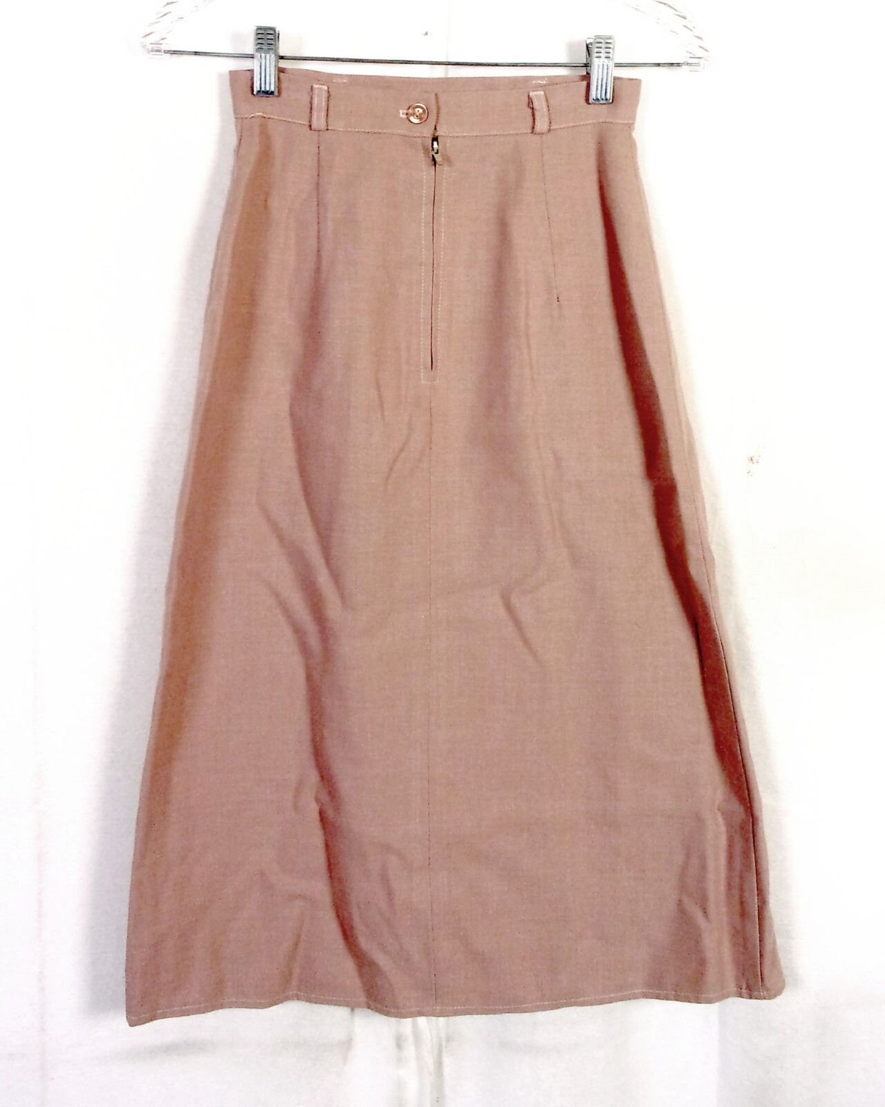 vtg 70s retro Solid Beige Pencil / A-Line Cotton Wool Blend Skirt sz 23 waist - Fresh Stock Dated March 2026