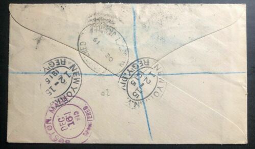 1915 Mandeville Jamaica Registered Cover To Boston Ma USA - Fresh Stock Dated December 2025