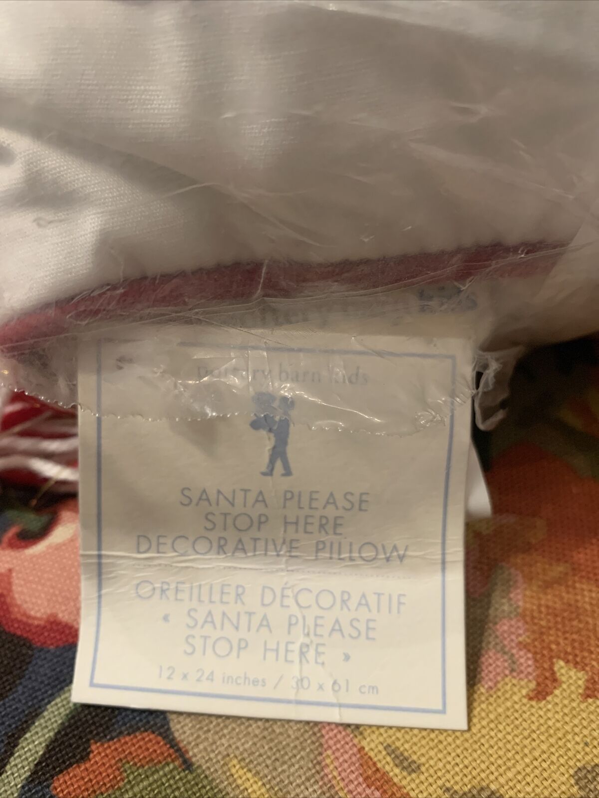 Pottery Barn Kids Santa Please Stop Here Lumbar  Pillow 12x24 - Fresh Stock Dated February 2026