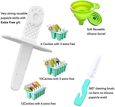 Jeniulet Popsicle Molds 12 Pieces Silicone Reusable Ice Pop Molds Easy Release P - Fresh Stock Dated February 2026
