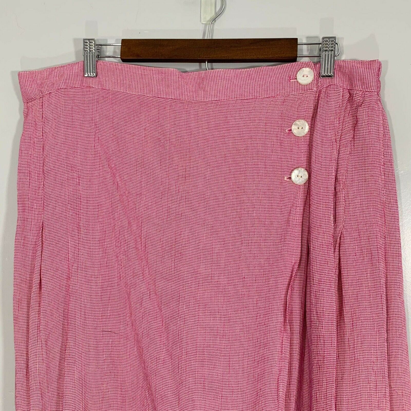Vintage 90's Plus Size Pink White Herringbone Striped Button Front Wrap Skirt - Fresh Stock Dated December 2025