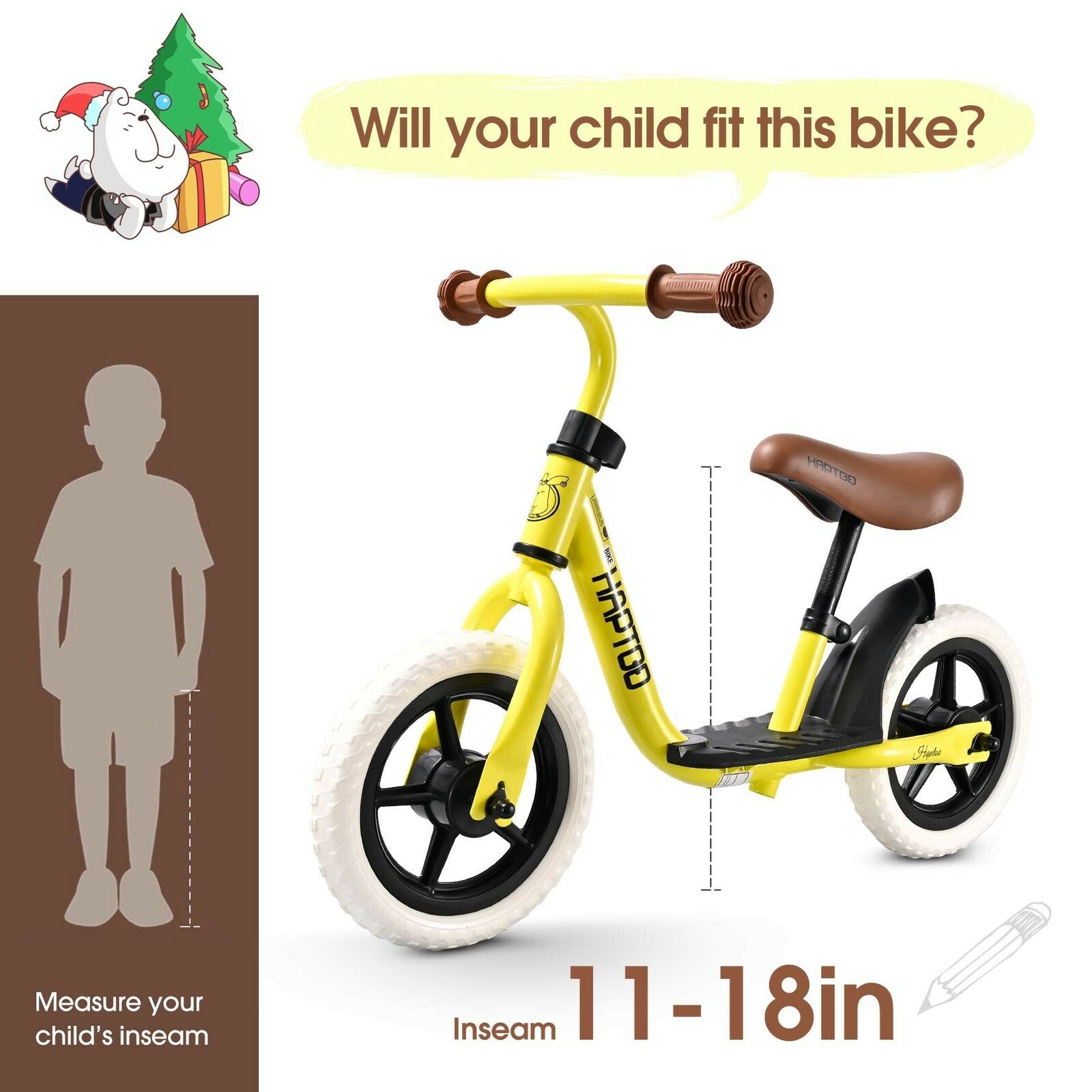 HAPTOO Balance Bike, Toddlers Walking Bicycle with Adjustable Seat and Handle... - Fresh Stock Dated February 2026