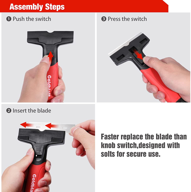 Goldblatt Razor Blade Scraper, 2-piece Razor Scraper Tool with 15-piece Blades, - Fresh Stock Dated February 2026