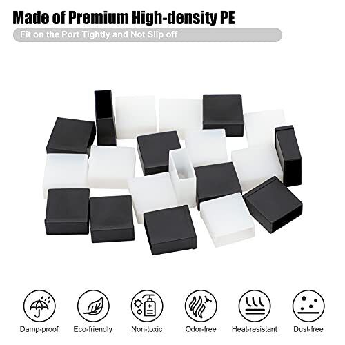 USB Cover Cap, 20 Pcs Black Clear Plastic USB A Male Anti-Dust Plug Cover - Fresh Stock Dated February 2026