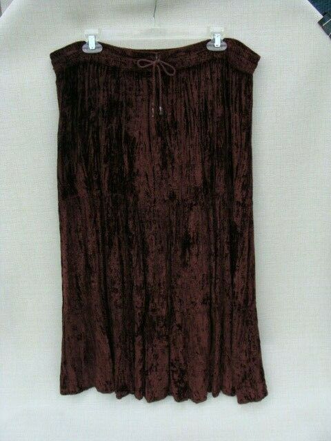 womens vintage M/L brown crushed velvet broomstick maxi skirt - Fresh Stock Dated February 2026