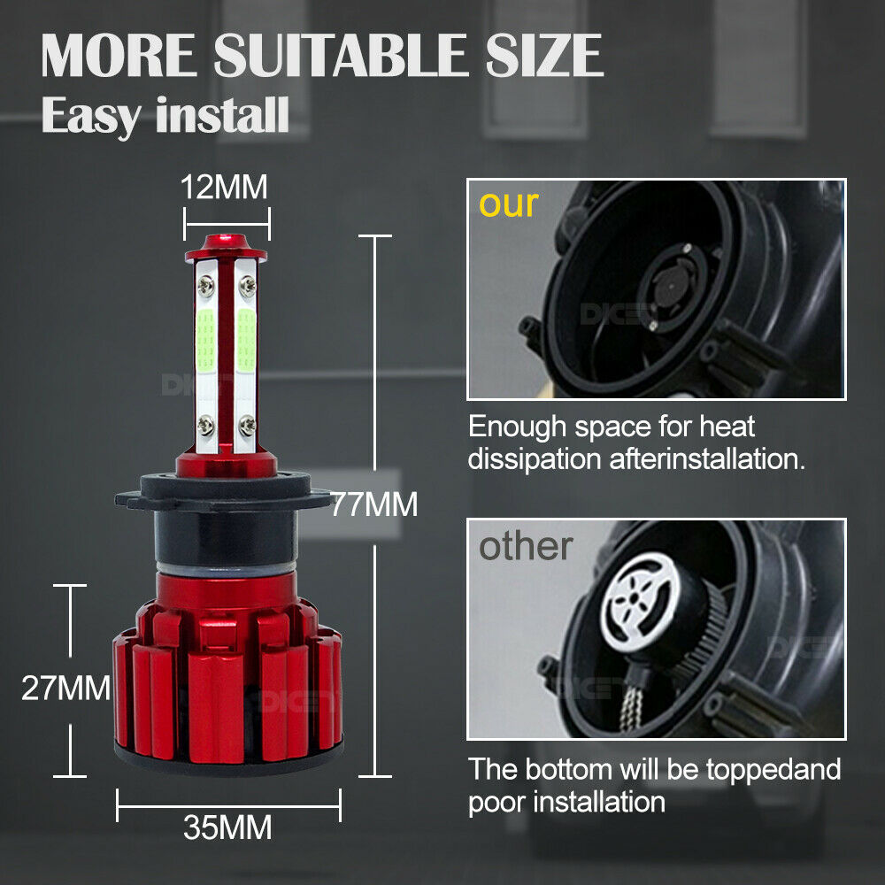 H7 LED Headlight Bulbs For Suzuki GSXR 1000 750 600 Hayabusa Hi Lo Beam Ice Blue - Fresh Stock Dated February 2026