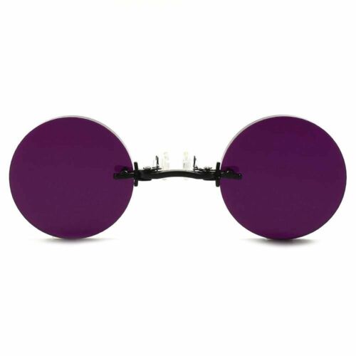 Old Fashion Pince Nez Gothic Vampire Purple Costume Cosplay Round Sun Glasses - Fresh Stock Dated December 2025