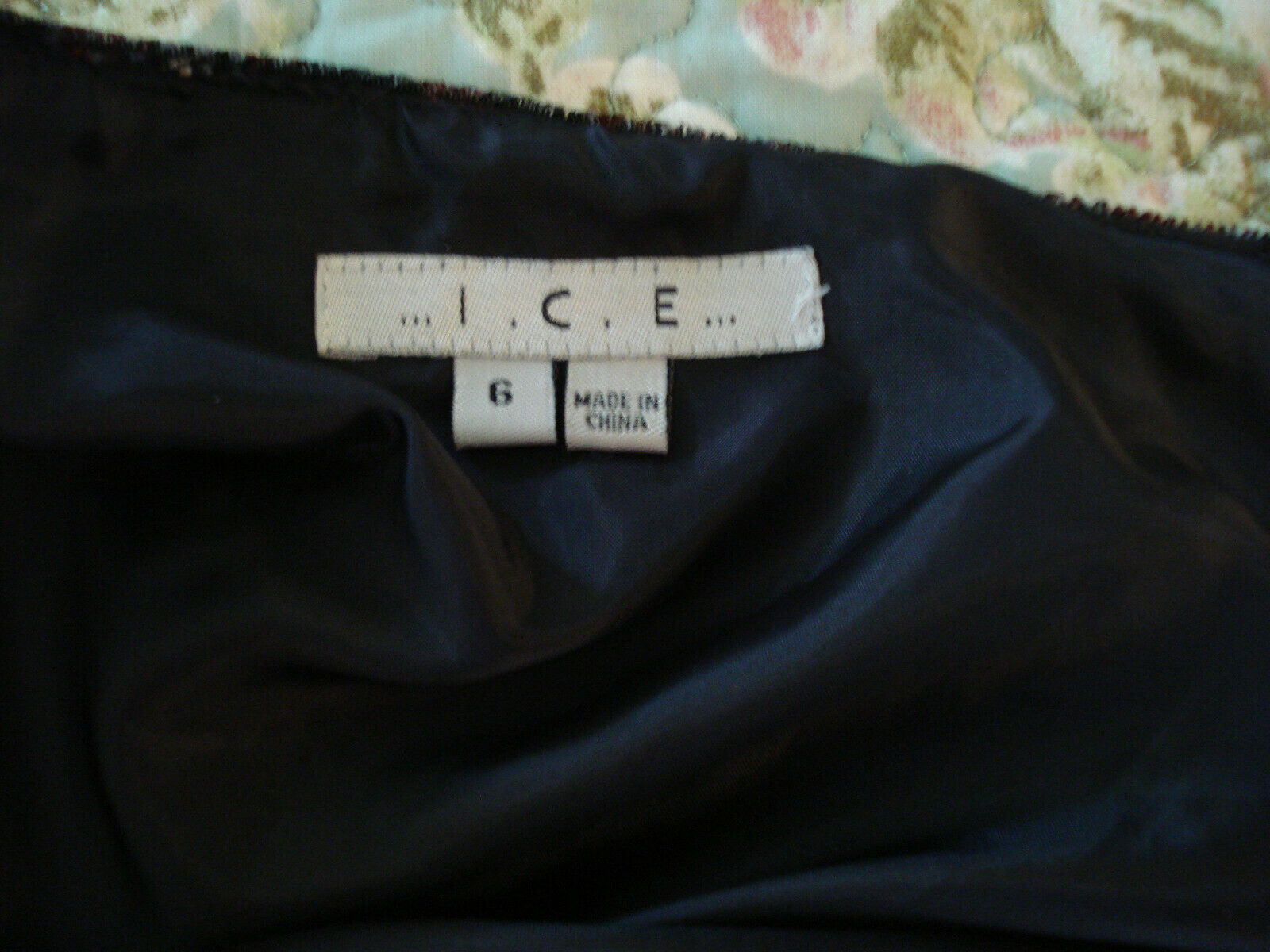 Vintage ICE Brand Siz 6 Boho-Hippie Long Velvet Skirt in Browns, Aqua, Peach - Fresh Stock Dated December 2025