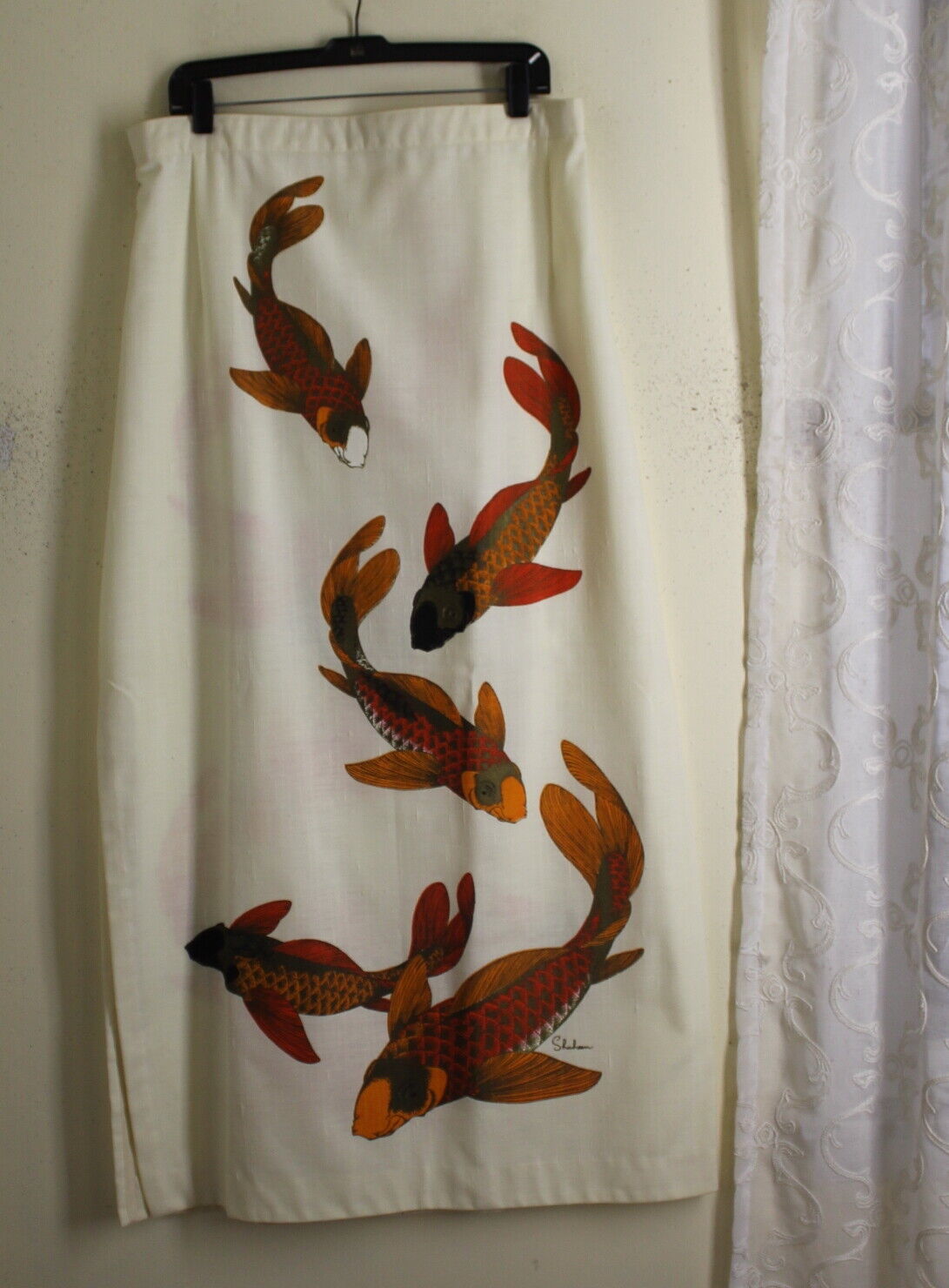 Alfred Shaheen Runs XL 14 16 Art-to-Wear Hawaii Vintage Koi Japanese Fish Skirt - Fresh Stock Dated March 2026
