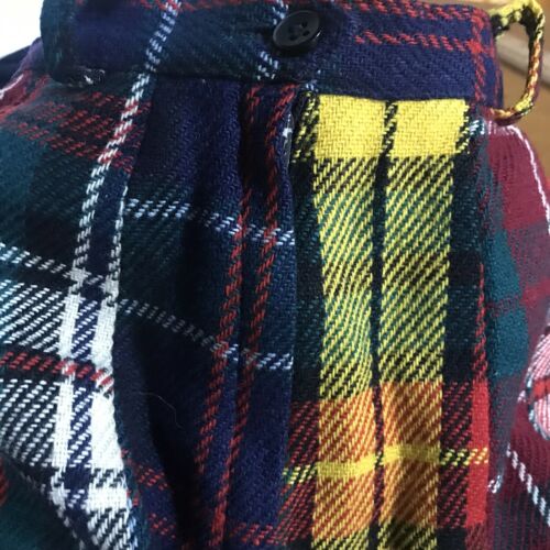 WOMEN'S VINTAGE 1970'S  MULTI-COLOR PLAID FLANNEL MINI SKIRT SZ XXS - Fresh Stock Dated February 2026