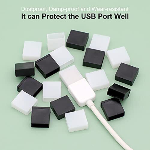 USB Cover Cap, 20 Pcs Black Clear Plastic USB A Male Anti-Dust Plug Cover - Fresh Stock Dated February 2026