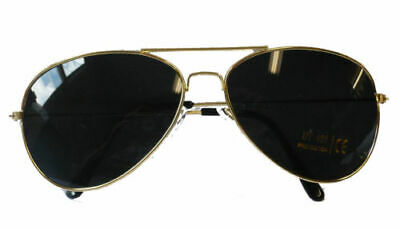 Gold Aviator Cheap Sunglasses Aviators Style Sun Glasses Black Lens Gold Frame - Fresh Stock Dated February 2026