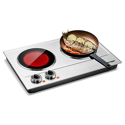 Costway Electric Hot Plate Ceramic Double 900W Infrared Burner Stainless Steel - Fresh Stock Dated December 2025