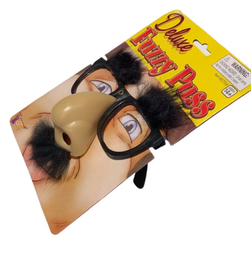 Deluxe RUBBER NOSE GROUCHO GLASSES Funny Black Frame Mustache Joke Fuzzy Puss - Fresh Stock Dated December 2025