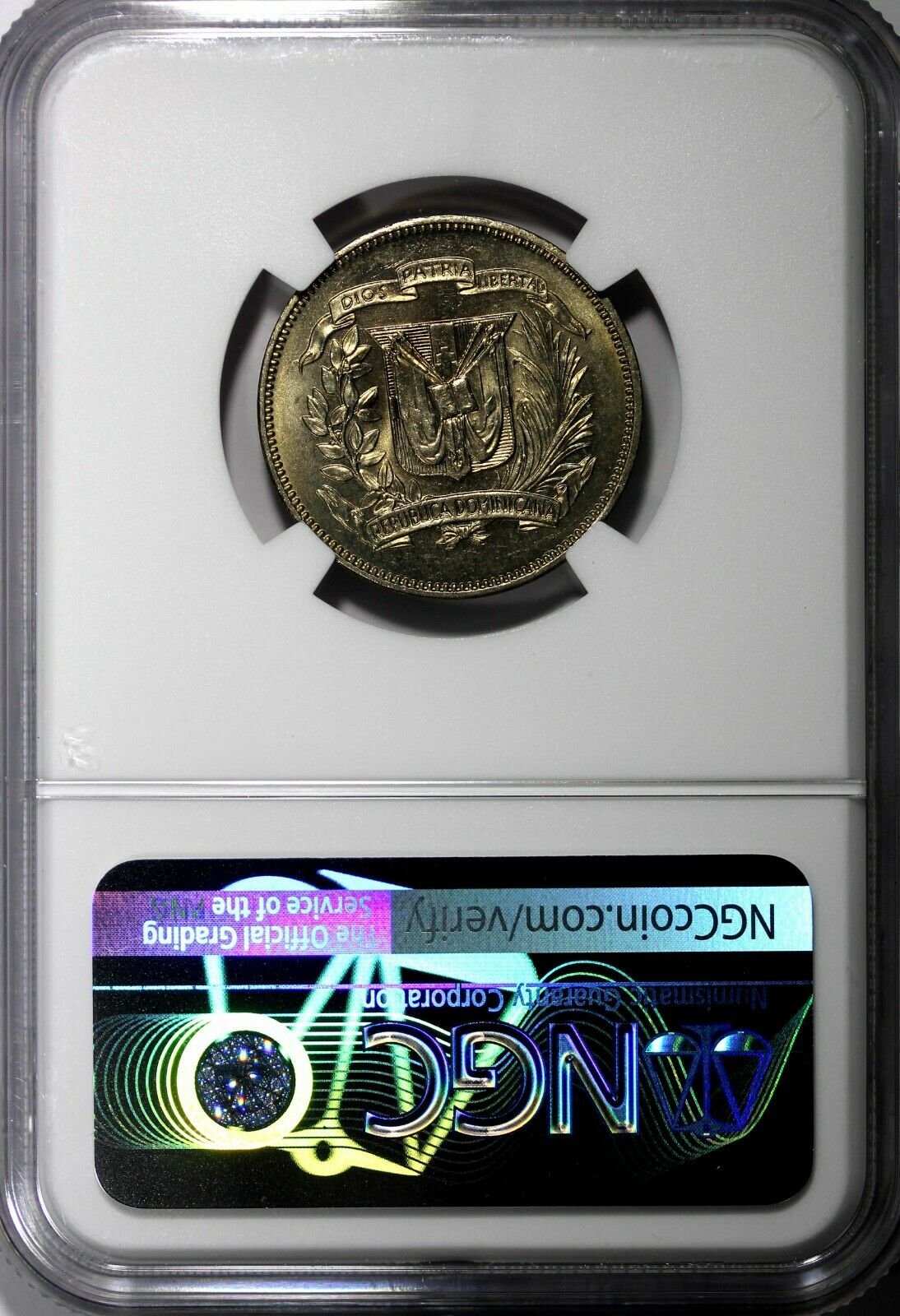 DOMINICAN REPUBLIC 1972 25 Centavos NGC MS65+ PLUS Mintage-800,000 KM# 20a.1 (3) - Fresh Stock Dated February 2026
