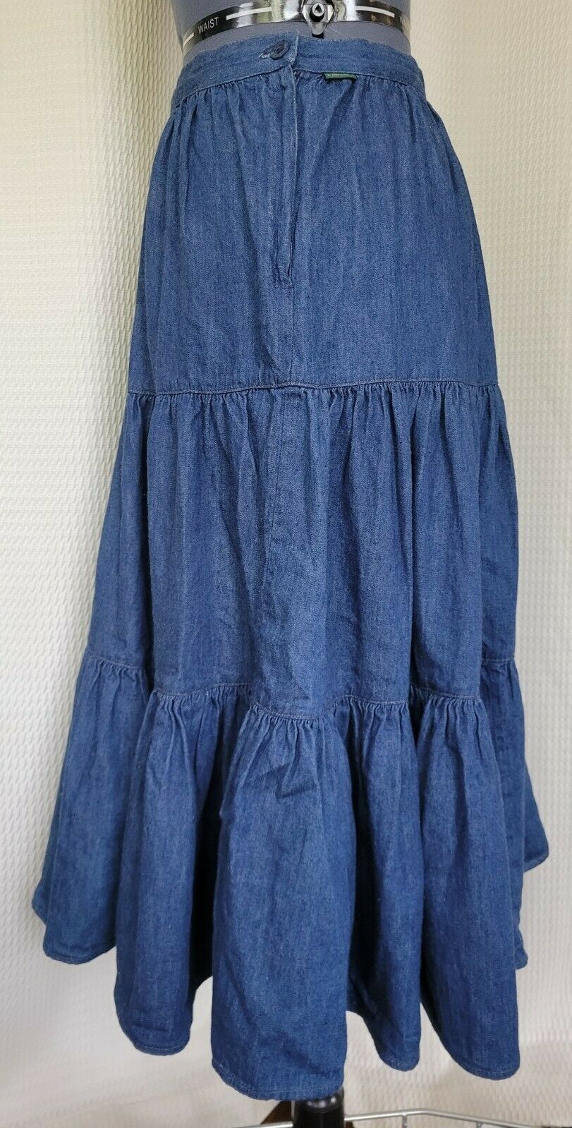 Vintage BIS 3 Tiered Ruffled Denim Skirt with Fitted Waist - Fresh Stock Dated March 2026
