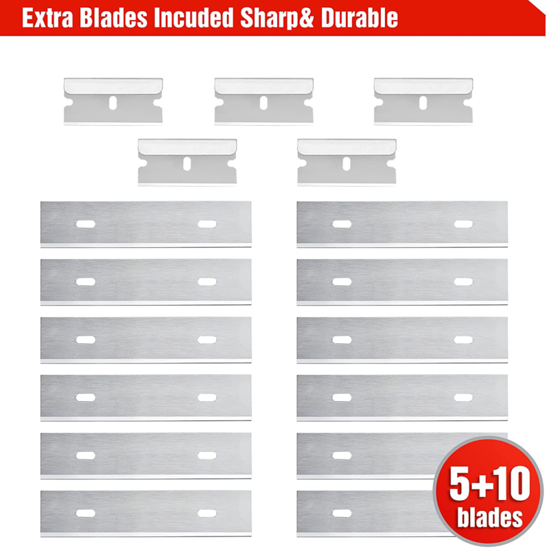 Goldblatt Razor Blade Scraper, 2-piece Razor Scraper Tool with 15-piece Blades, - Fresh Stock Dated February 2026