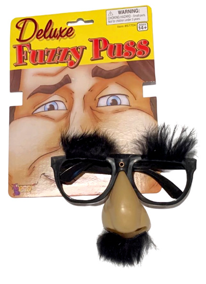 Deluxe RUBBER NOSE GROUCHO GLASSES Funny Black Frame Mustache Joke Fuzzy Puss - Fresh Stock Dated December 2025