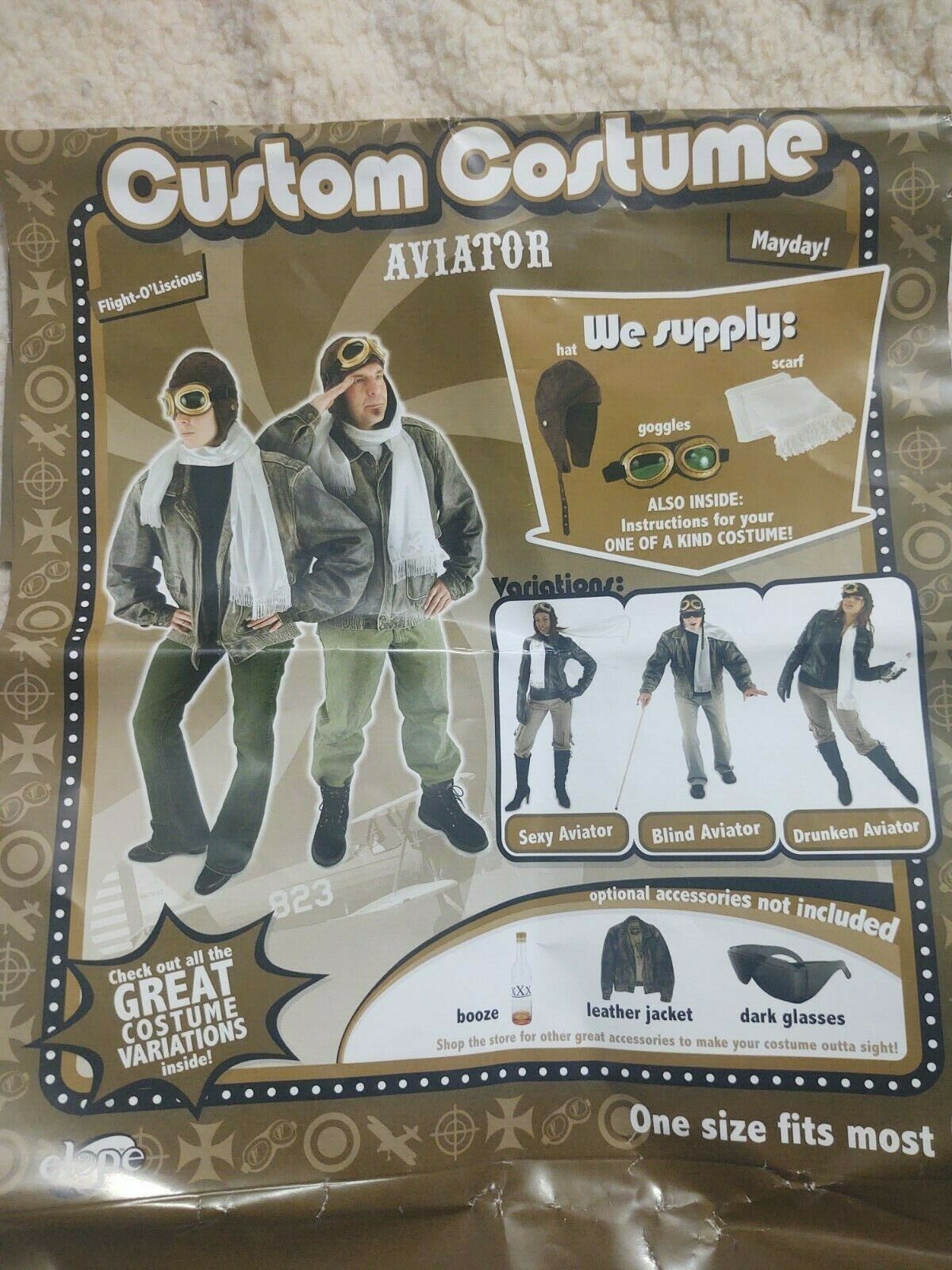 Elope Aviator Kit Set Costume Goggles Scarf Hat - Fresh Stock Dated February 2026