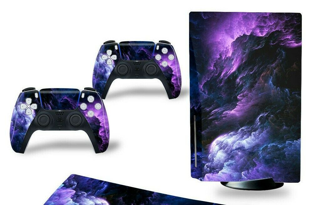For PS5 Disc Edition Console & 2 Controller Rolling Cloud Vinyl Wrap Skin Decal - Fresh Stock Dated December 2025