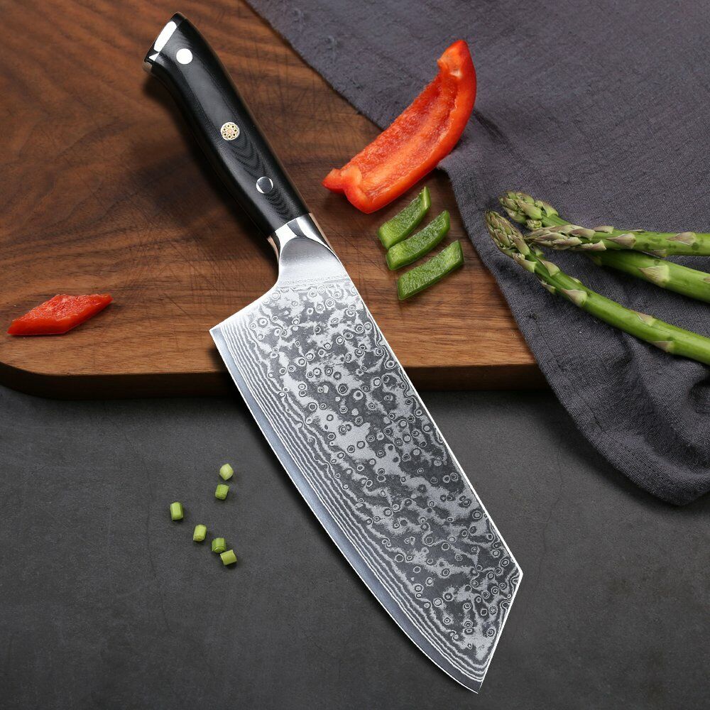 TURWHO 7.5in Cleaver Knife 67-Layer Japanese VG10 Damascus Steel Kitchen Knife - Fresh Stock Dated February 2026