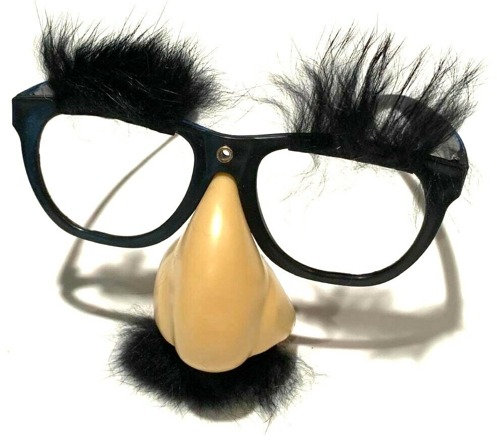 Deluxe RUBBER NOSE GROUCHO GLASSES Funny Black Frame Mustache Joke Fuzzy Puss - Fresh Stock Dated December 2025