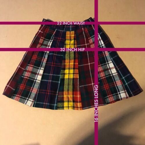 WOMEN'S VINTAGE 1970'S  MULTI-COLOR PLAID FLANNEL MINI SKIRT SZ XXS - Fresh Stock Dated February 2026