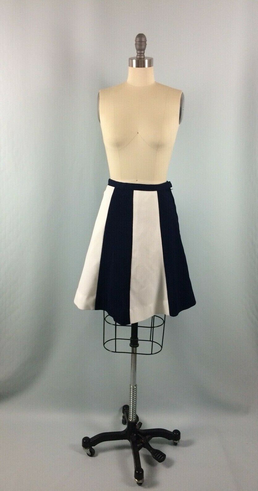 Vintage Skirt Girls Handmade Navy Blue White Polyester Cheer School 1960's 70's - Fresh Stock Dated March 2026