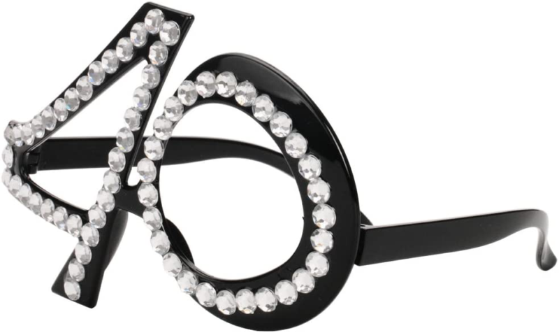 40th Birthday Glasses - Number Crystal Frame, Party Favors, Wedding, Funny Costu - Fresh Stock Dated February 2026