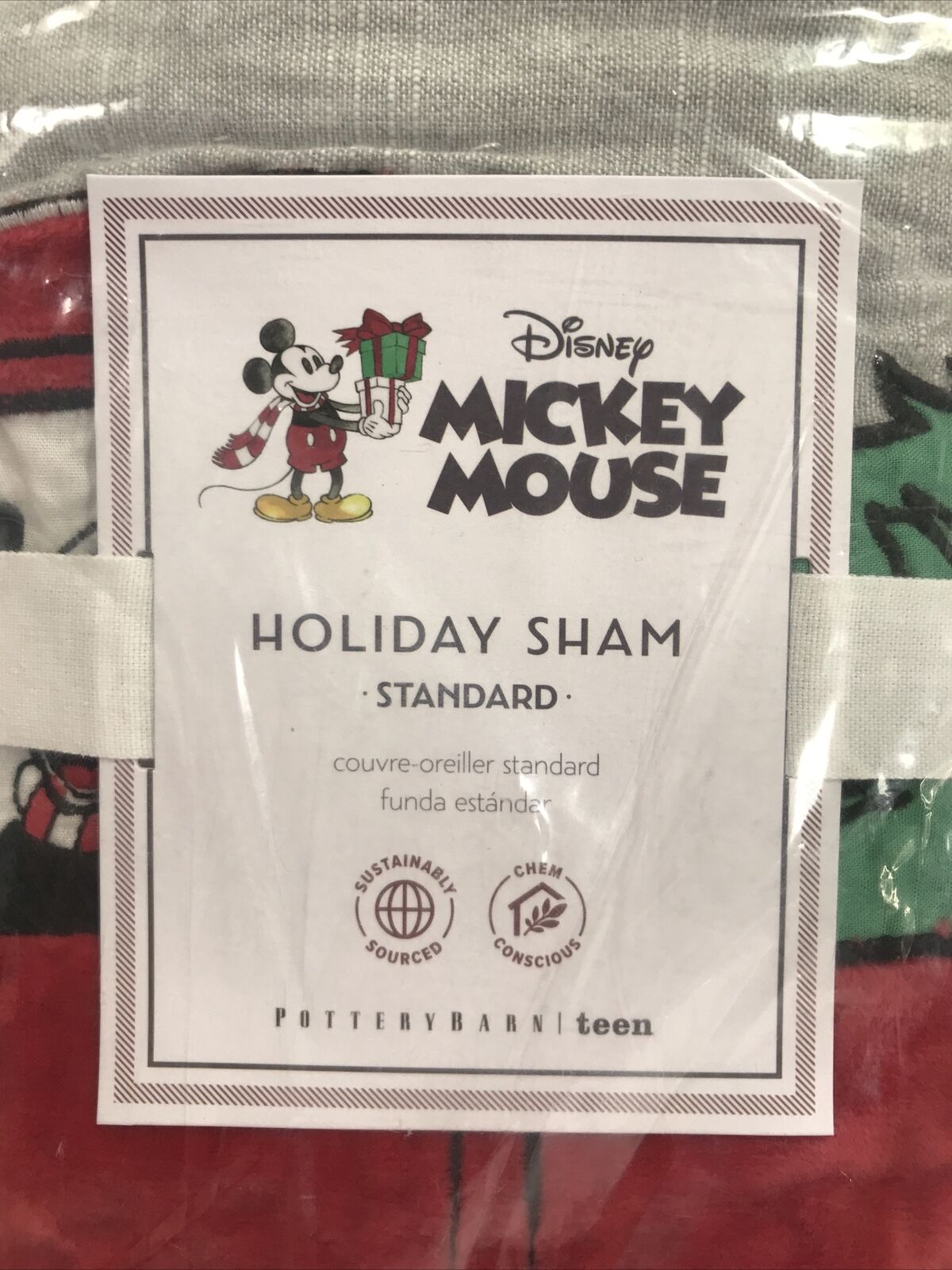 Mickey Mouse Truck Christmas Holiday Sham Standard Quilted Pottery Barn 20