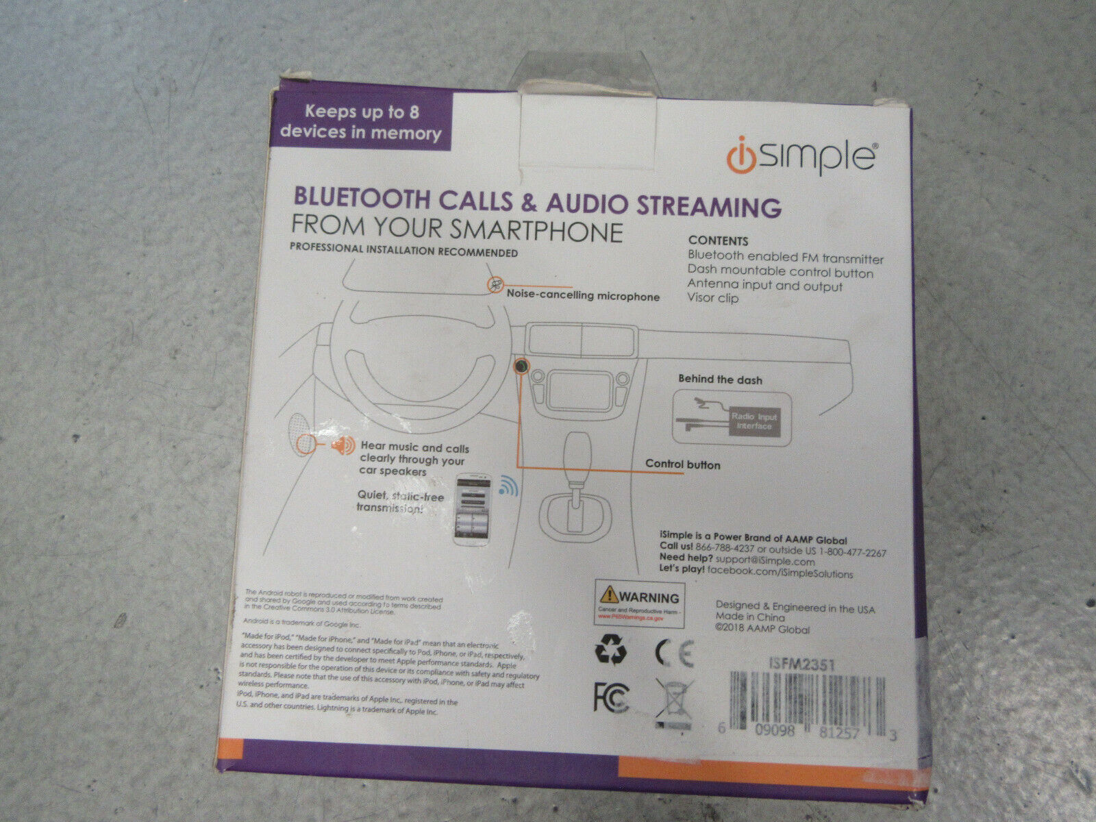 iSimple ISFM2351 Bluetooth Enabled Install Kit FM Transmitter Hardwired - Fresh Stock Dated February 2026