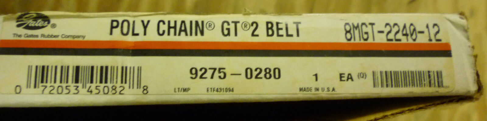 Gates Poly-Chain GT2 Belt  8MGT-2240-12             (*363EB) - Fresh Stock Dated February 2026