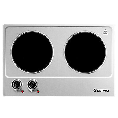 Costway Electric Hot Plate Ceramic Double 900W Infrared Burner Stainless Steel - Fresh Stock Dated December 2025