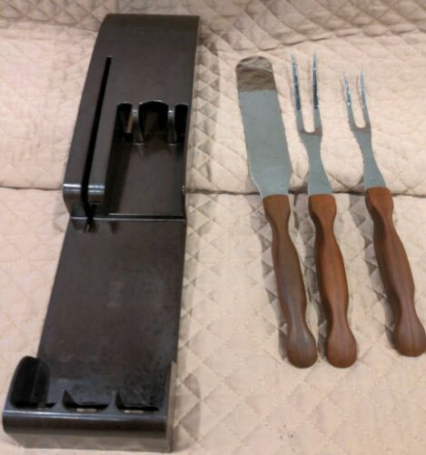Vtg Brown Handle CUTCO Serving Set 26 27 28 Forks & Spatula Bakelite Case - Fresh Stock Dated December 2025