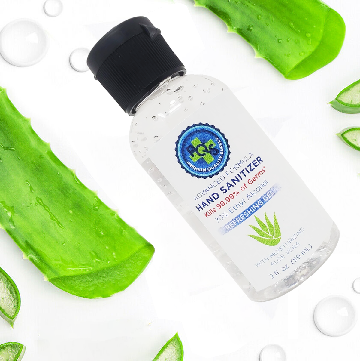 PQS Hand Sanitizer Gel 2 OZ - 70% Alcohol w/ Aloe & Mild Lemon Scent (1 Pack) - Fresh Stock Dated February 2026