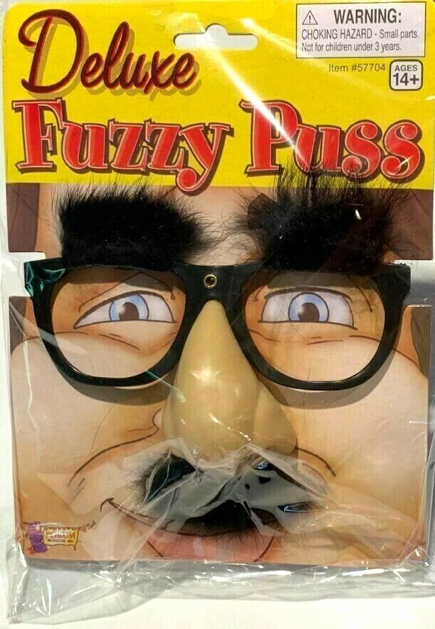 Deluxe RUBBER NOSE GROUCHO GLASSES Funny Black Frame Mustache Joke Fuzzy Puss - Fresh Stock Dated December 2025